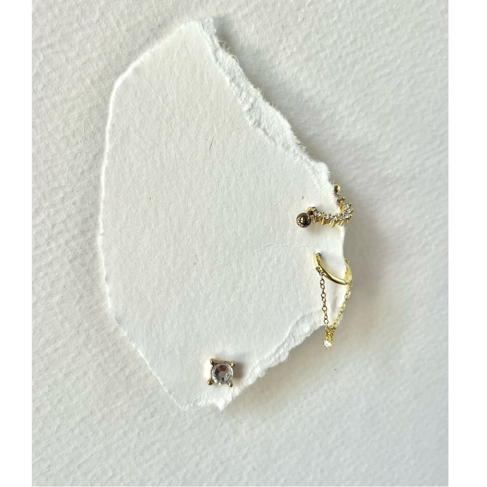 Gold Clear Crystal Earring Set